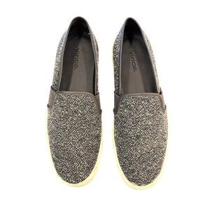 Vince Tweed Slip-On Loafer Flats GUC Women's Sz 8.5 Grey/Black
